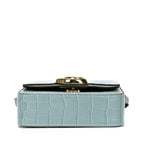 Sac porté épaule Mini C Bag Mini Cuir de crocodile gaufré bleu clair