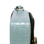 Sac porté épaule Mini C Bag Mini Cuir de crocodile gaufré bleu clair