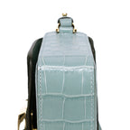 Sac porté épaule Mini C Bag Mini Cuir de crocodile gaufré bleu clair