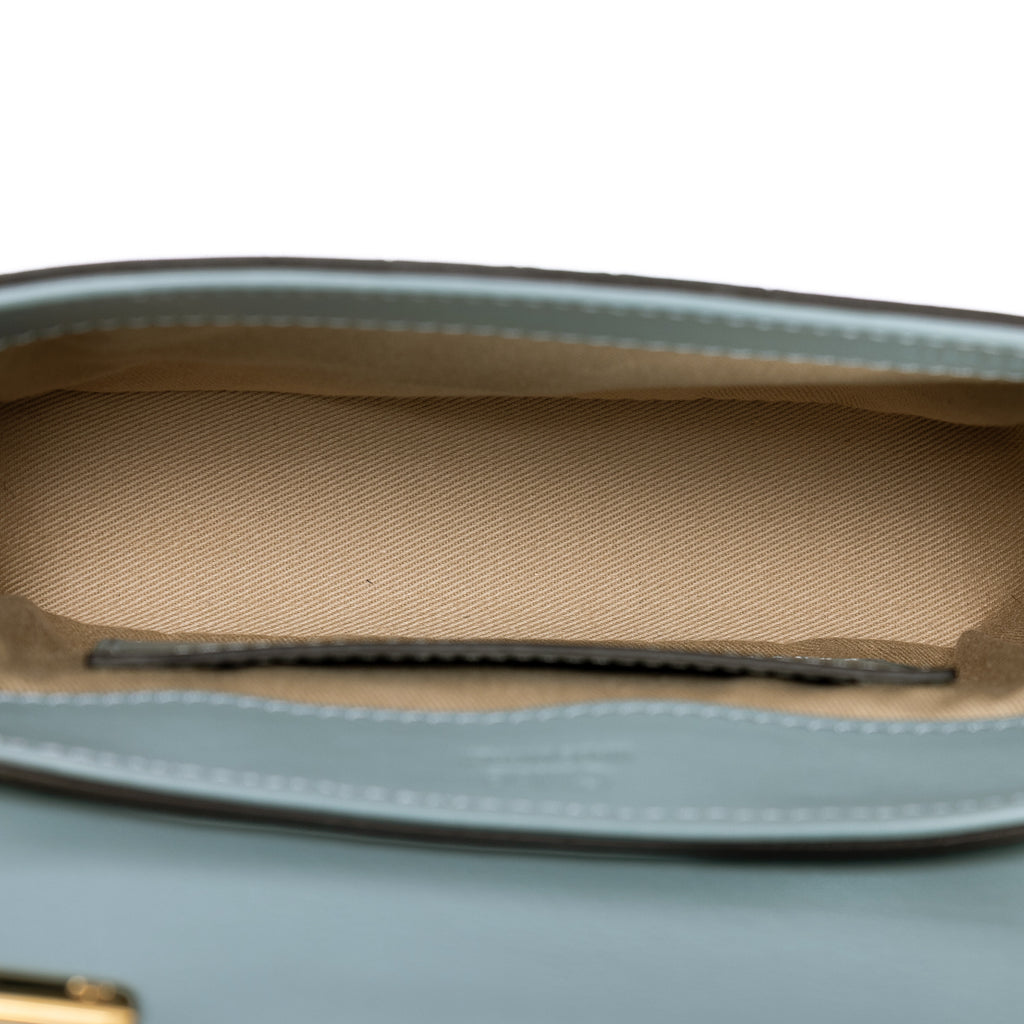 Sac porté épaule Mini C Bag Mini Cuir de crocodile gaufré bleu clair
