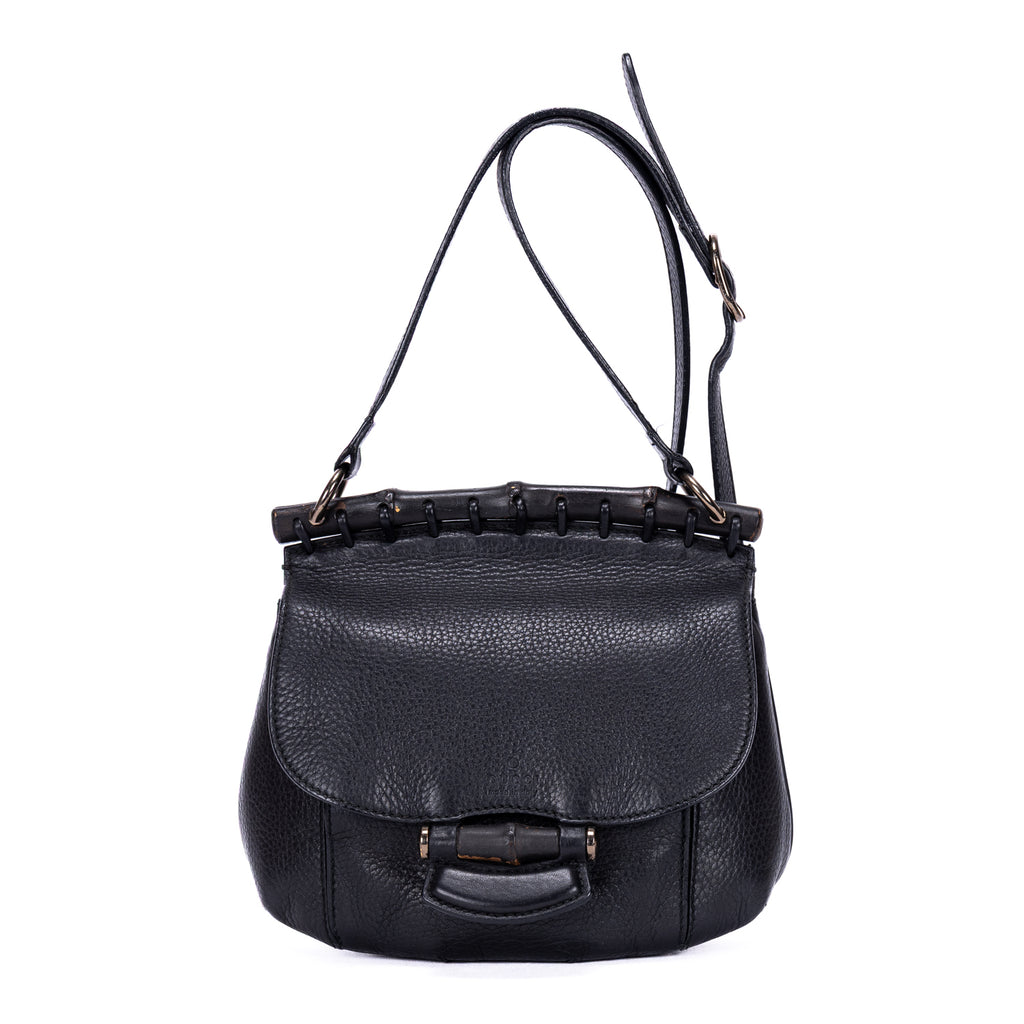 Bolso Bandolera Bamboo Nouveau Flecos Pequeño Piel Becerro Grabado Negro