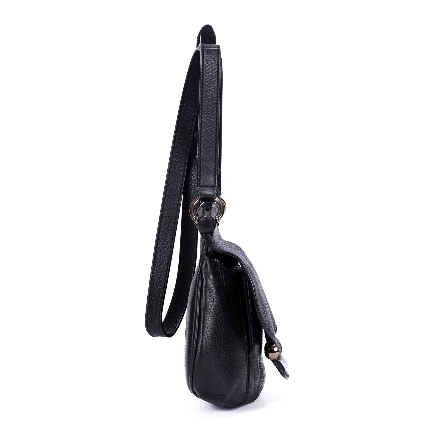 Shoulder Bag Bamboo Nouveau Fringe Small Crossbody Black Pebbled Calfskin Leather