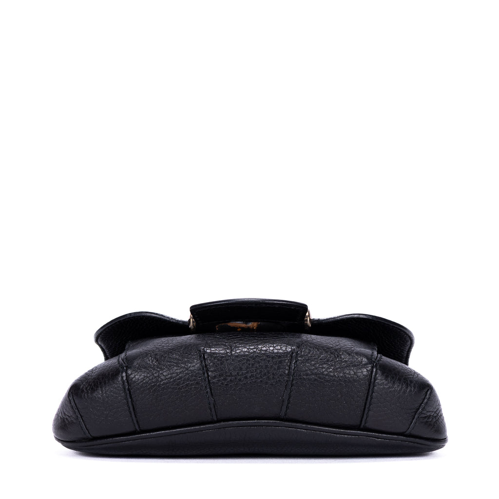Bolso Bandolera Bamboo Nouveau Flecos Pequeño Piel Becerro Grabado Negro