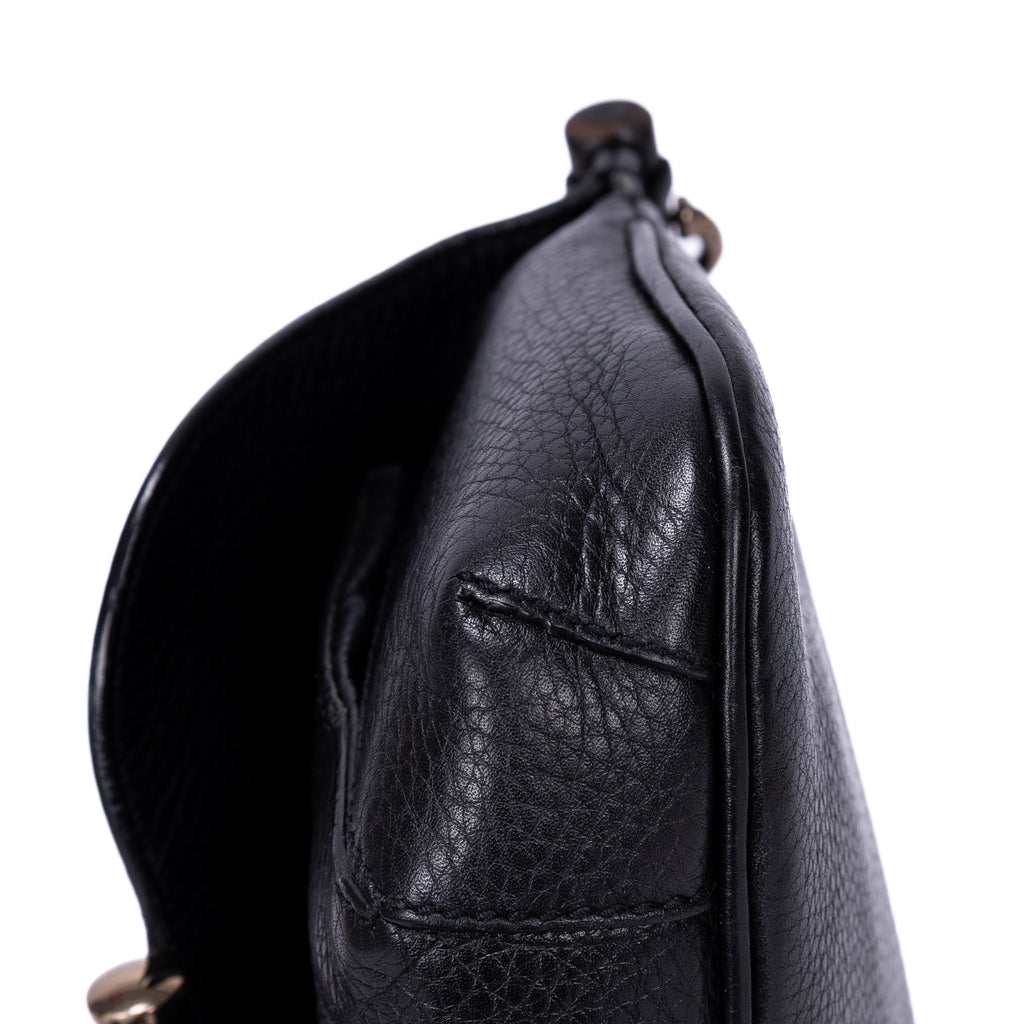 Bolso Bandolera Bamboo Nouveau Flecos Pequeño Piel Becerro Grabado Negro