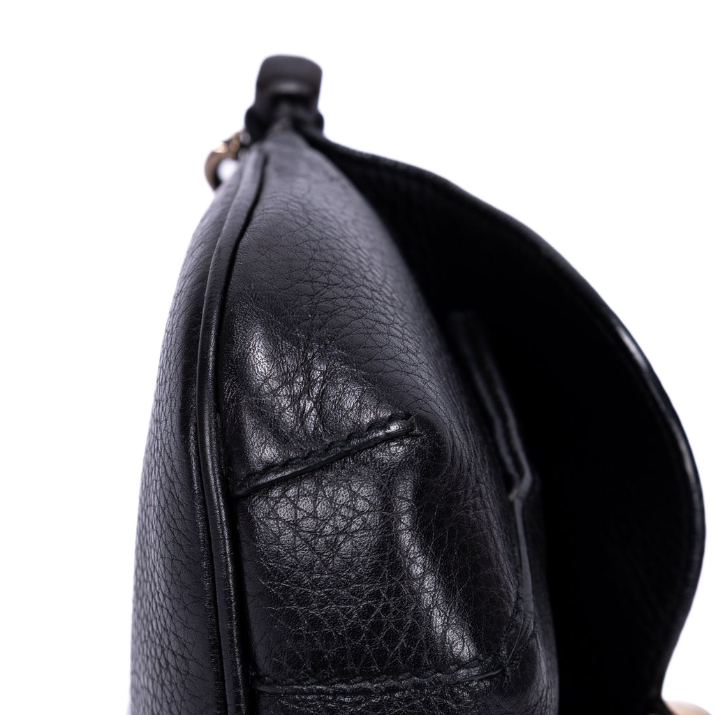 Bolso Bandolera Bamboo Nouveau Flecos Pequeño Piel Becerro Grabado Negro