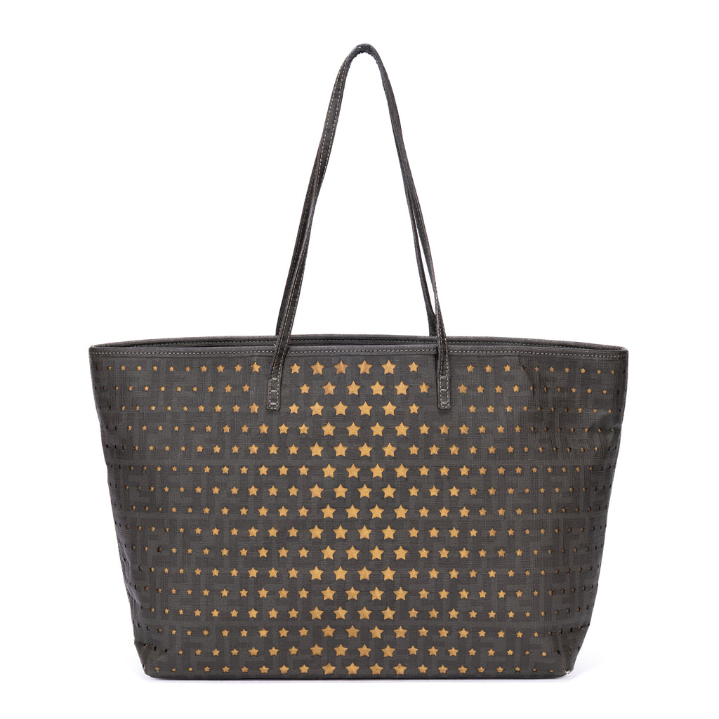 Bandolera Spalmati Star Laser Cut Roll Tote Bag Verde oscuro Lona con estrellas cortadas a láser