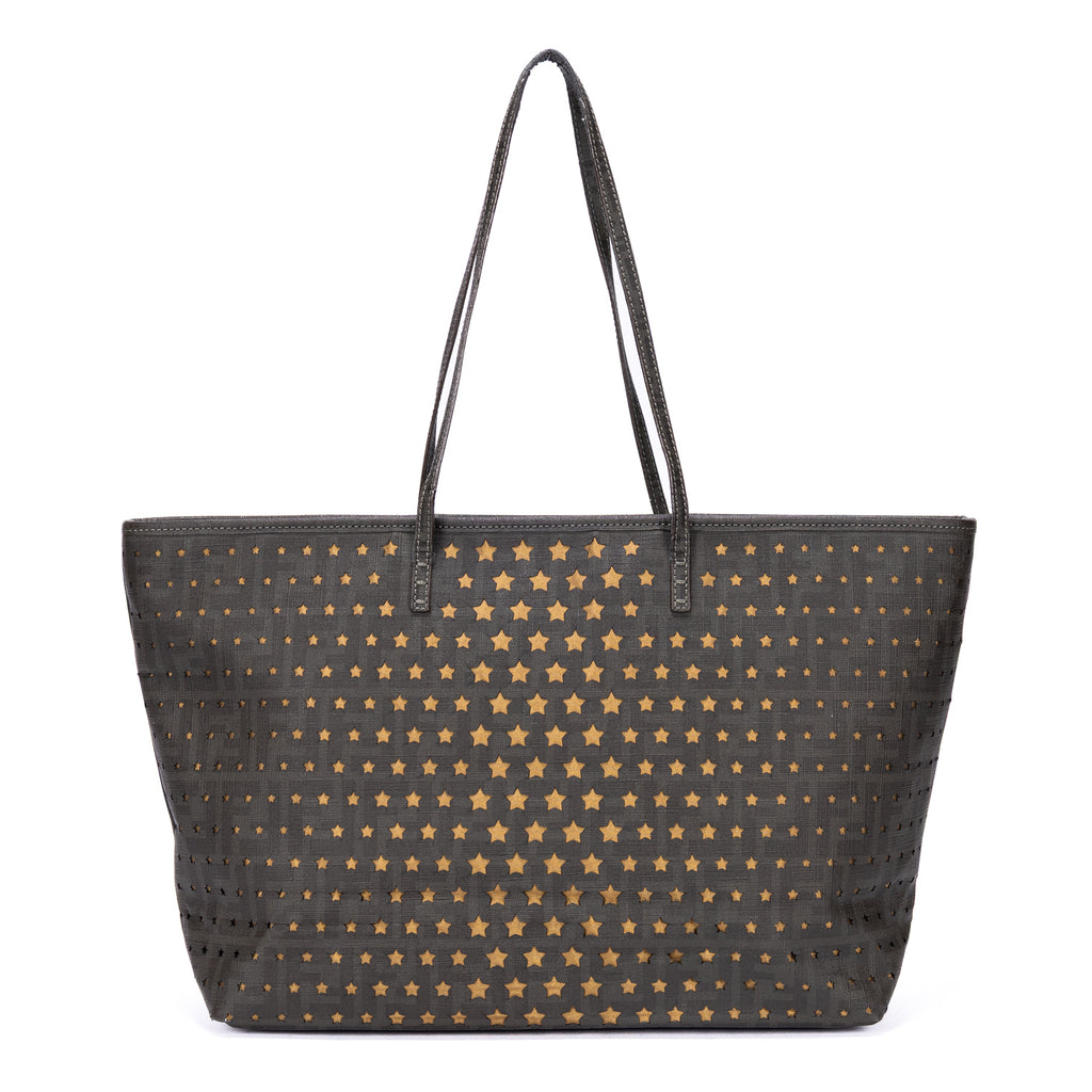 Bandolera Spalmati Star Laser Cut Roll Tote Bag Verde oscuro Lona con estrellas cortadas a láser