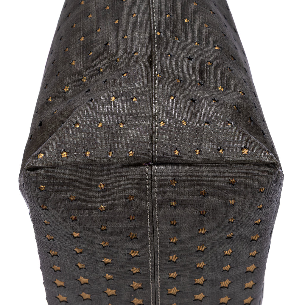 Bandolera Spalmati Star Laser Cut Roll Tote Bag Verde oscuro Lona con estrellas cortadas a láser