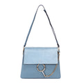 Bolso de hombro Faye mediano de piel de becerro azul
