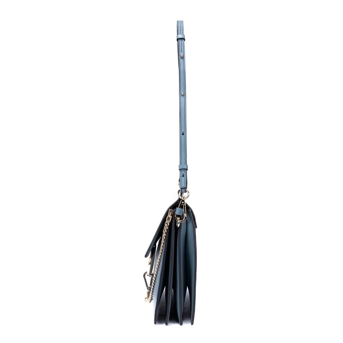 Sac porté épaule Faye moyen en cuir de veau bleu