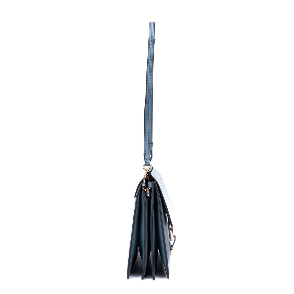 Bolso de hombro Faye mediano de piel de becerro azul