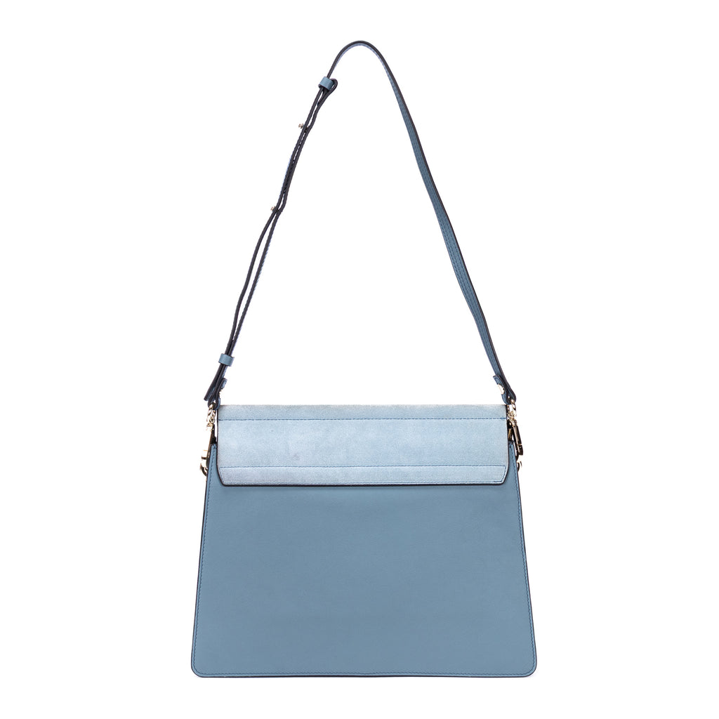 Bolso de hombro Faye mediano de piel de becerro azul