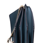 Bolso de hombro Faye mediano de piel de becerro azul