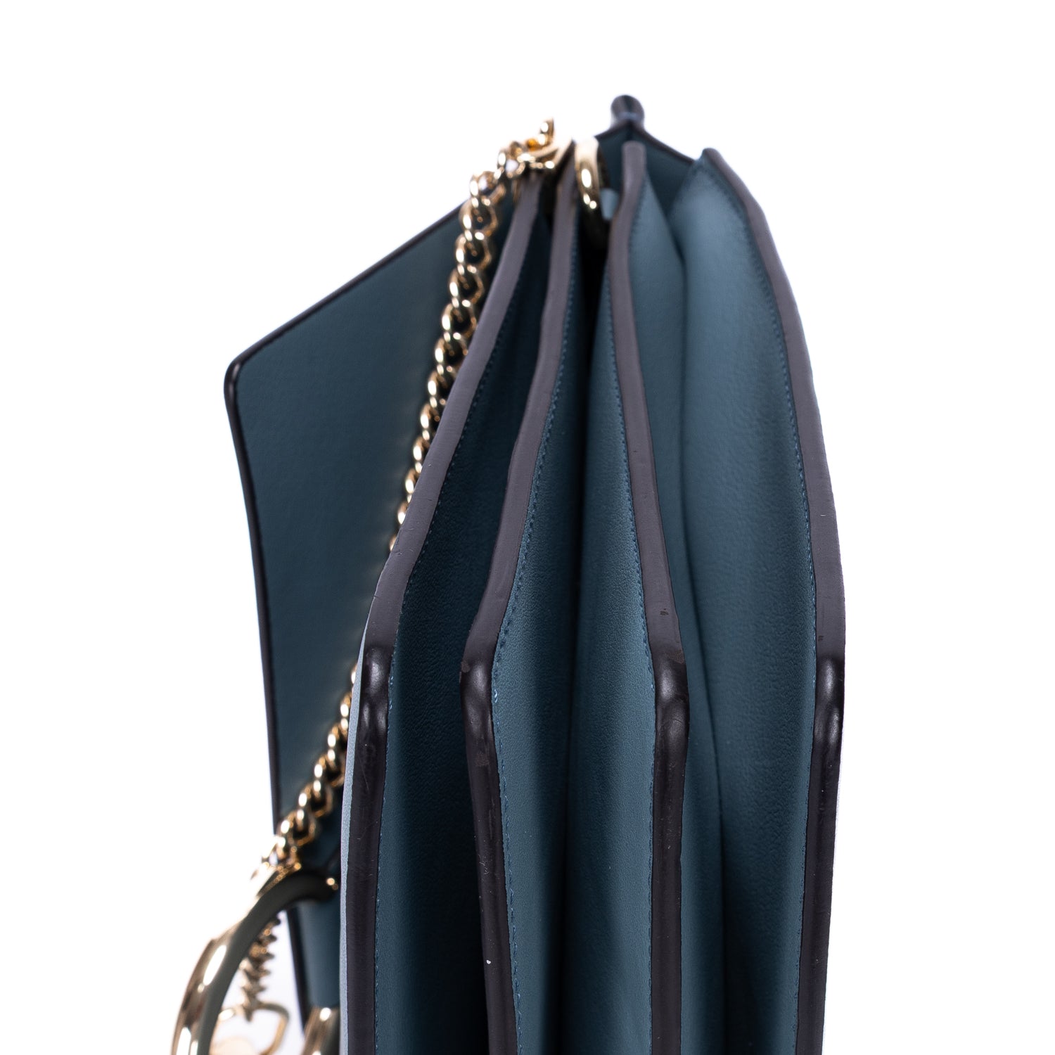 Bolso de hombro Faye mediano de piel de becerro azul