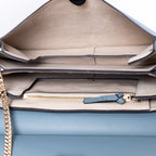 Bolso de hombro Faye mediano de piel de becerro azul