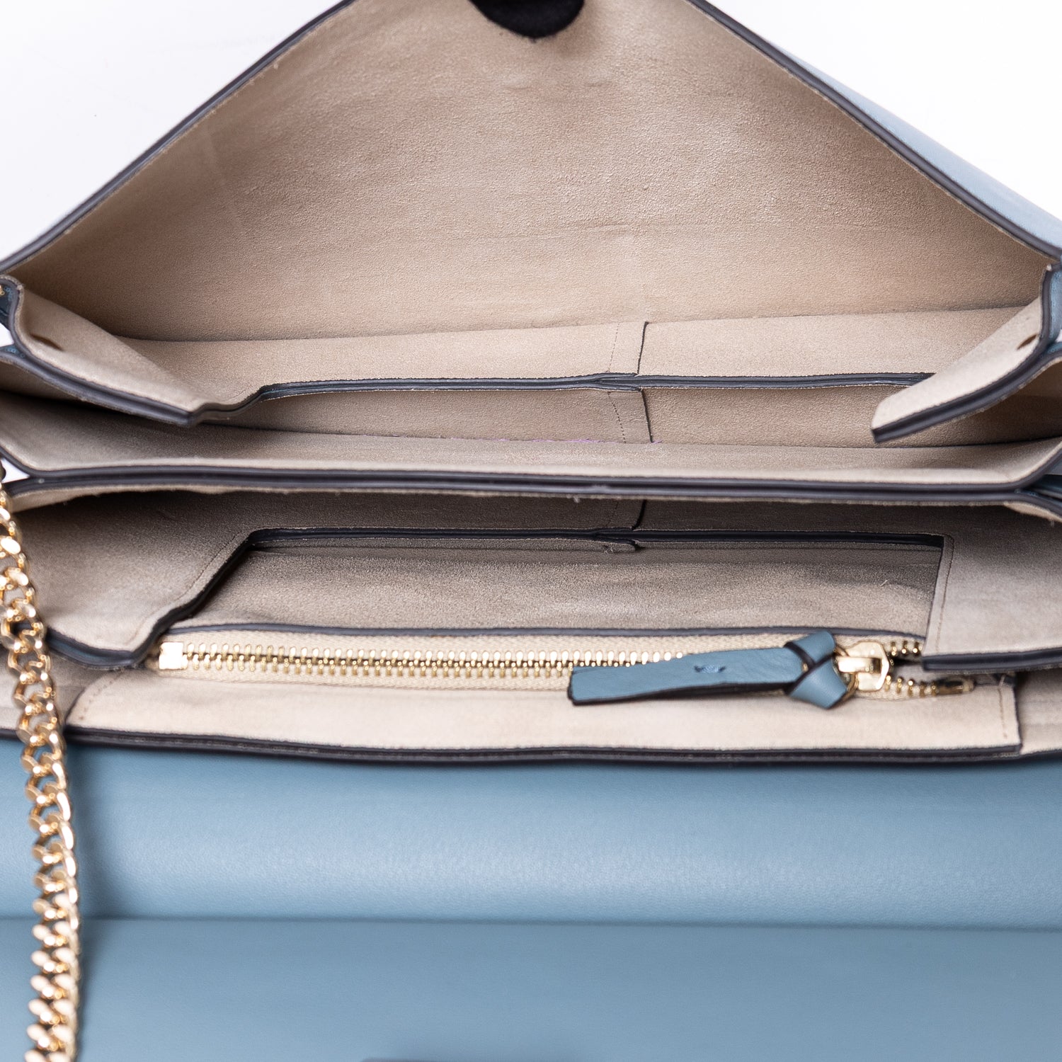 Bolso de hombro Faye mediano de piel de becerro azul