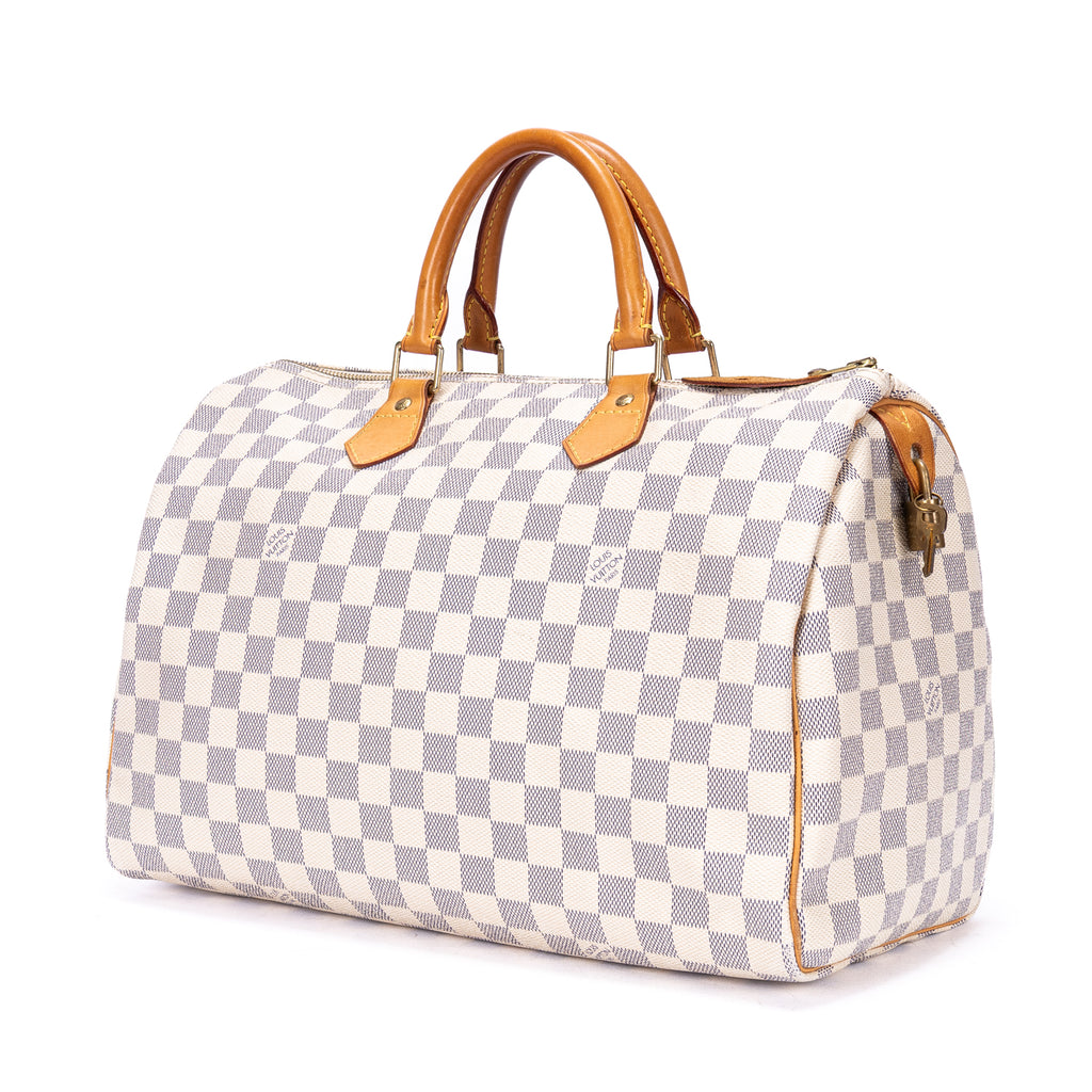 Bolso de hombro Speedy 35 Damier Azur color marfil