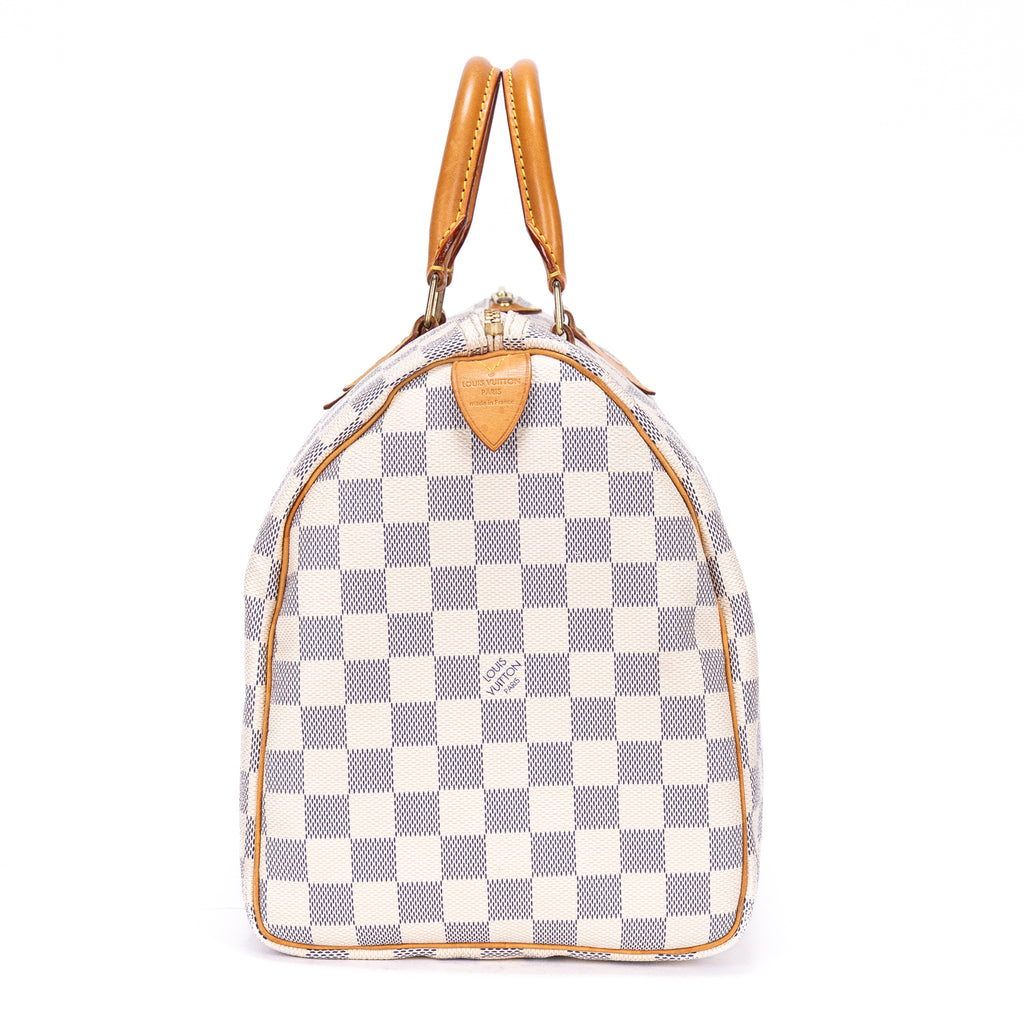 Bolso de hombro Speedy 35 Damier Azur color marfil
