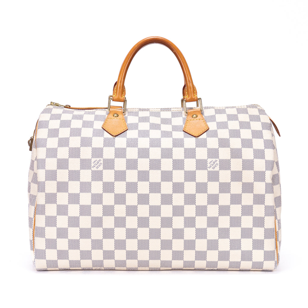 Bolso de hombro Speedy 35 Damier Azur color marfil