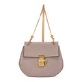 Sac porté épaule Drew petit modèle en cuir de veau grainé taupe