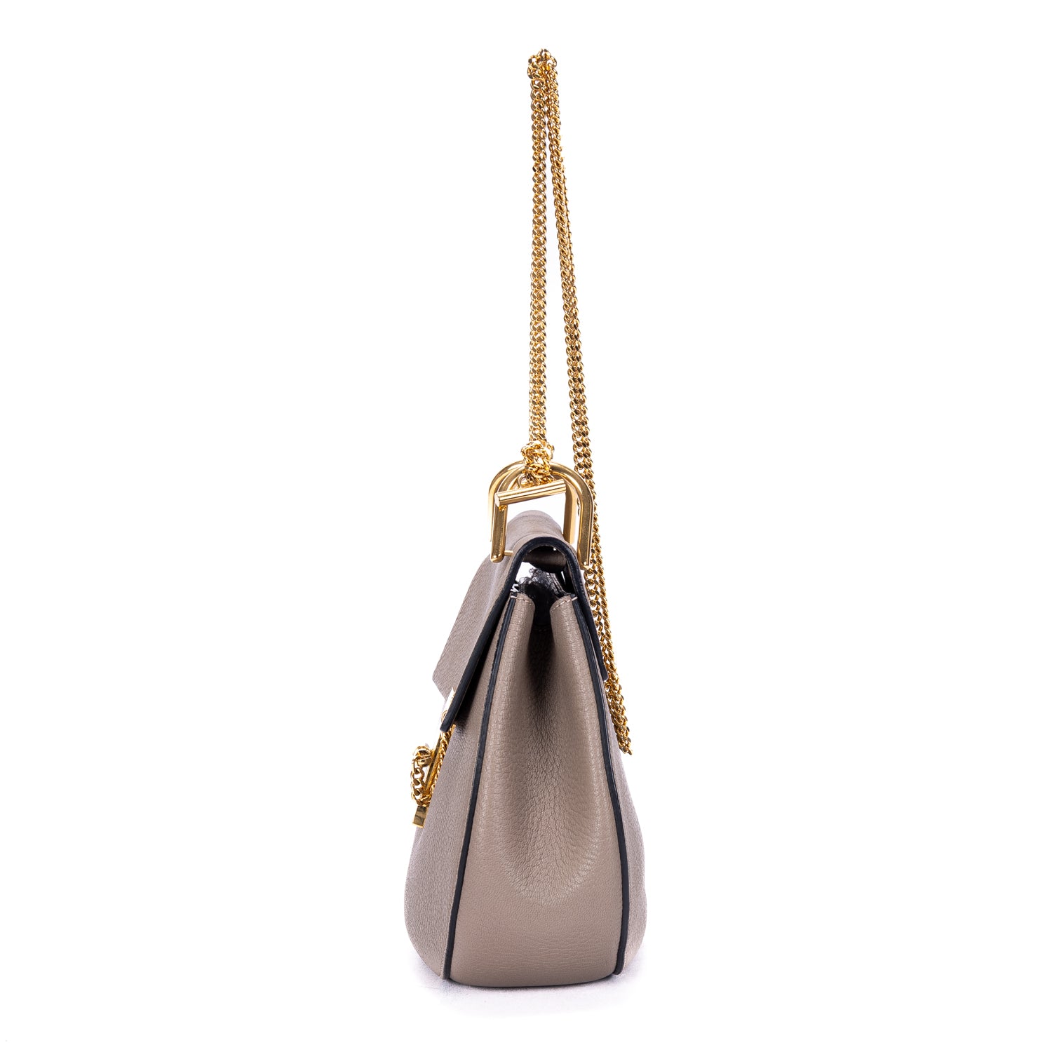 Shoulder Bag Small Drew Small Taupe Grained Calfskin Leather