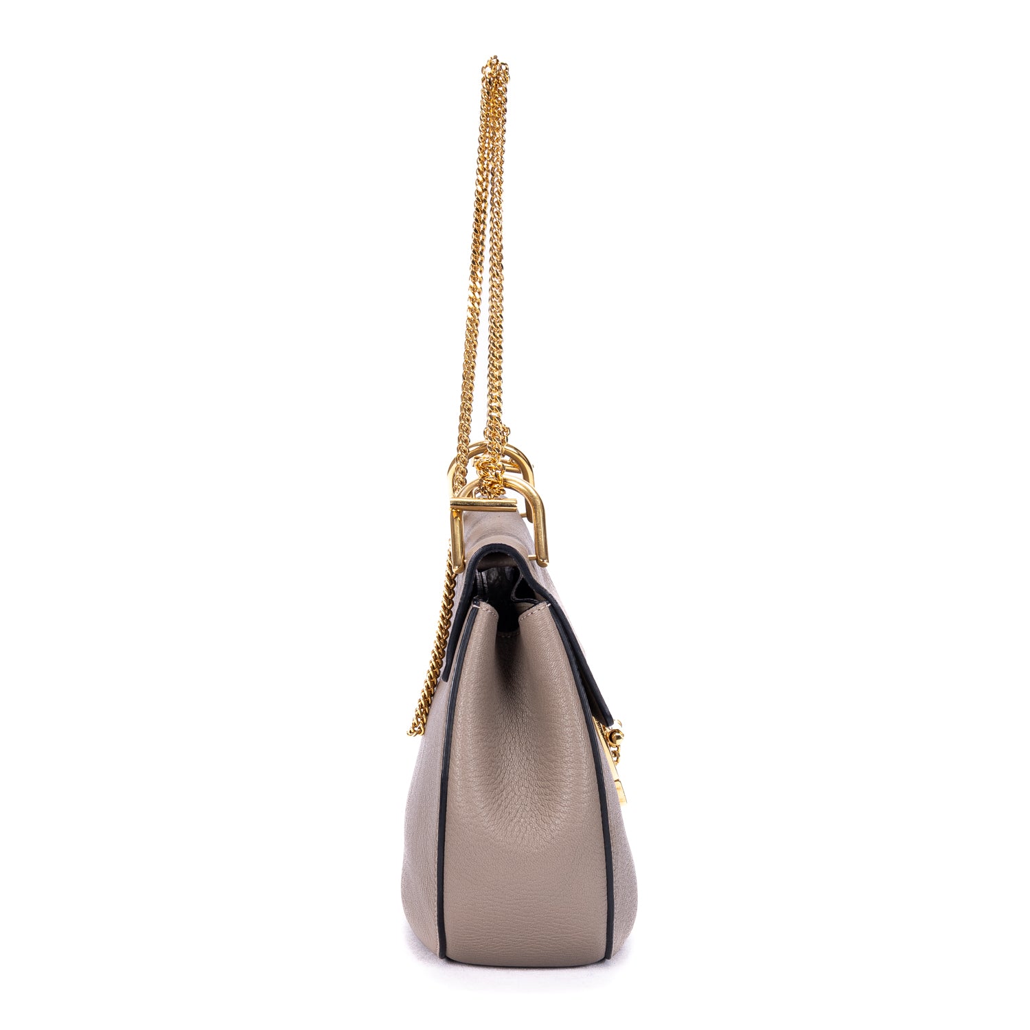 Shoulder Bag Small Drew Small Taupe Grained Calfskin Leather