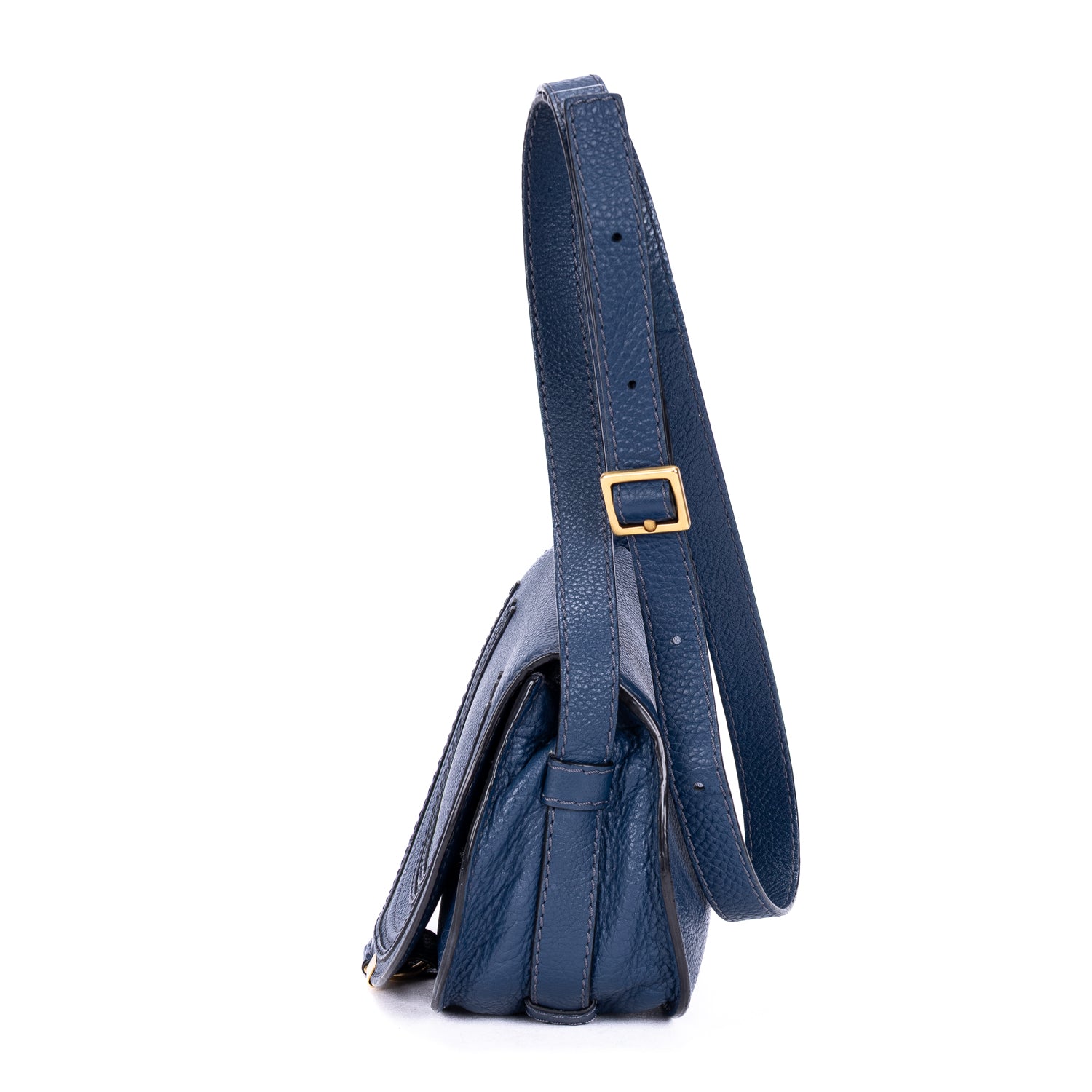 Shoulder Bag Small Marcie Saddle Small Navy Grained Leather