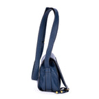 Bandolera pequeña Marcie Saddle Pequeña Cuero granulado azul marino