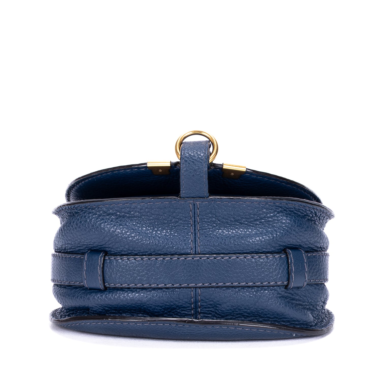 Bandolera pequeña Marcie Saddle Pequeña Cuero granulado azul marino