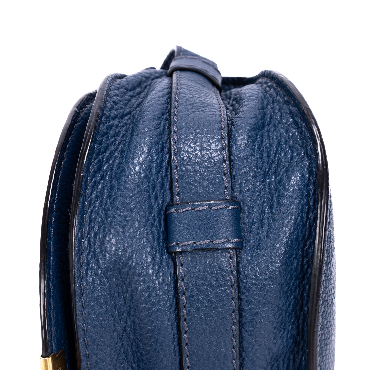 Bandolera pequeña Marcie Saddle Pequeña Cuero granulado azul marino