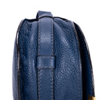 Bandolera pequeña Marcie Saddle Pequeña Cuero granulado azul marino