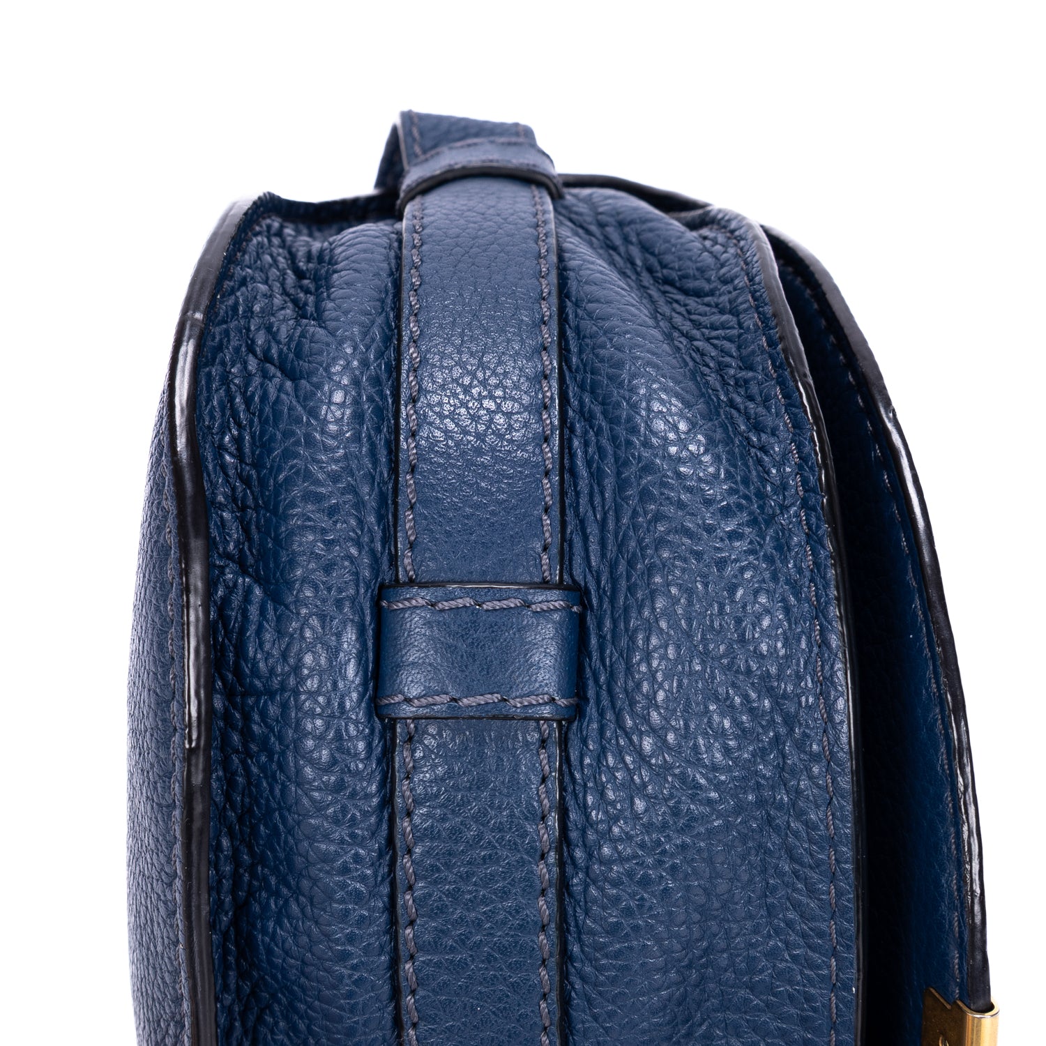 Bandolera pequeña Marcie Saddle Pequeña Cuero granulado azul marino