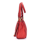 Bolso de hombro mediano Marcie Saddle Piel de becerro granulada roja