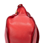Bolso de hombro mediano Marcie Saddle Piel de becerro granulada roja
