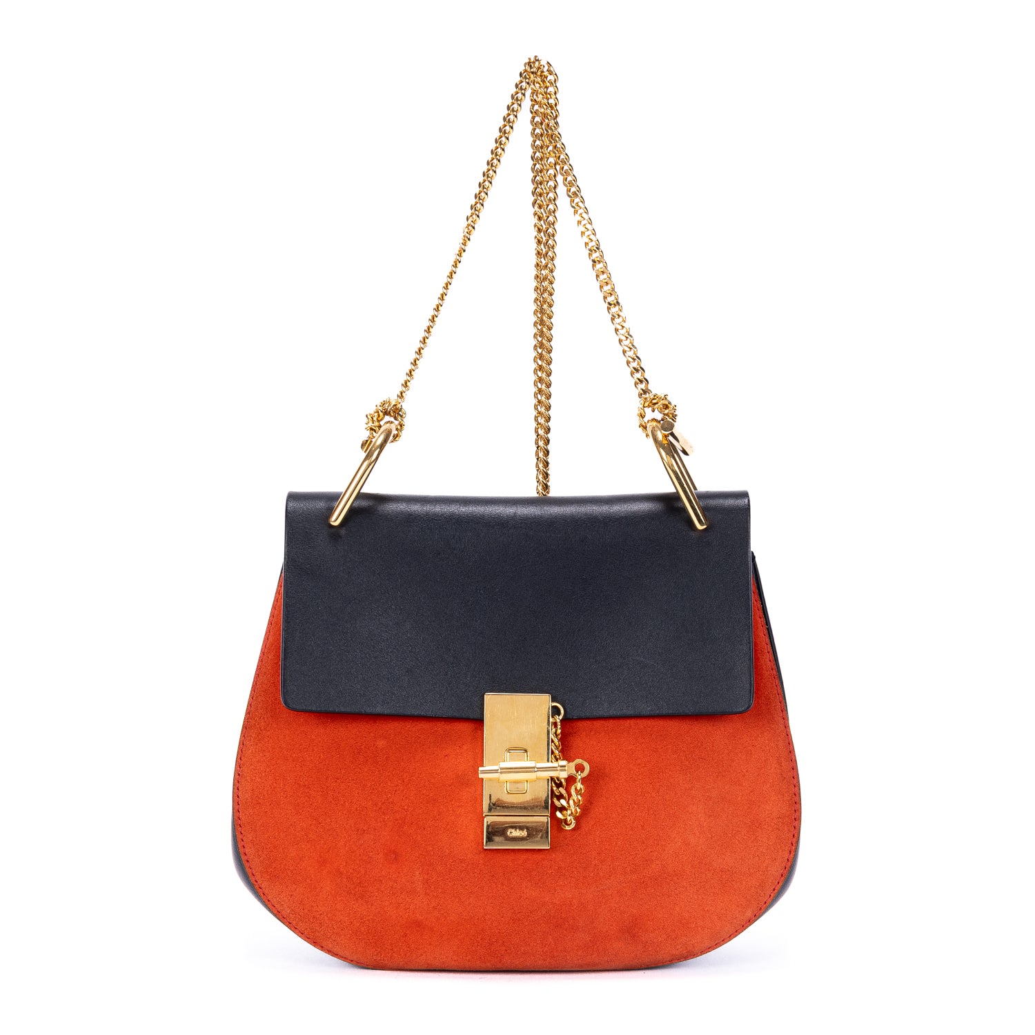 Shoulder Bag Small Bicolor Drew Small Black Grained Calfskin Leather