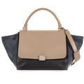 Shoulder Bag Tricolor Trapeze Medium Grey Calfskin Leather