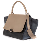 Shoulder Bag Tricolor Trapeze Medium Grey Calfskin Leather