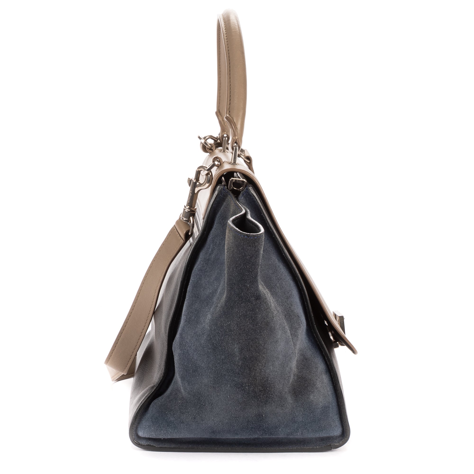 Shoulder Bag Tricolor Trapeze Medium Grey Calfskin Leather