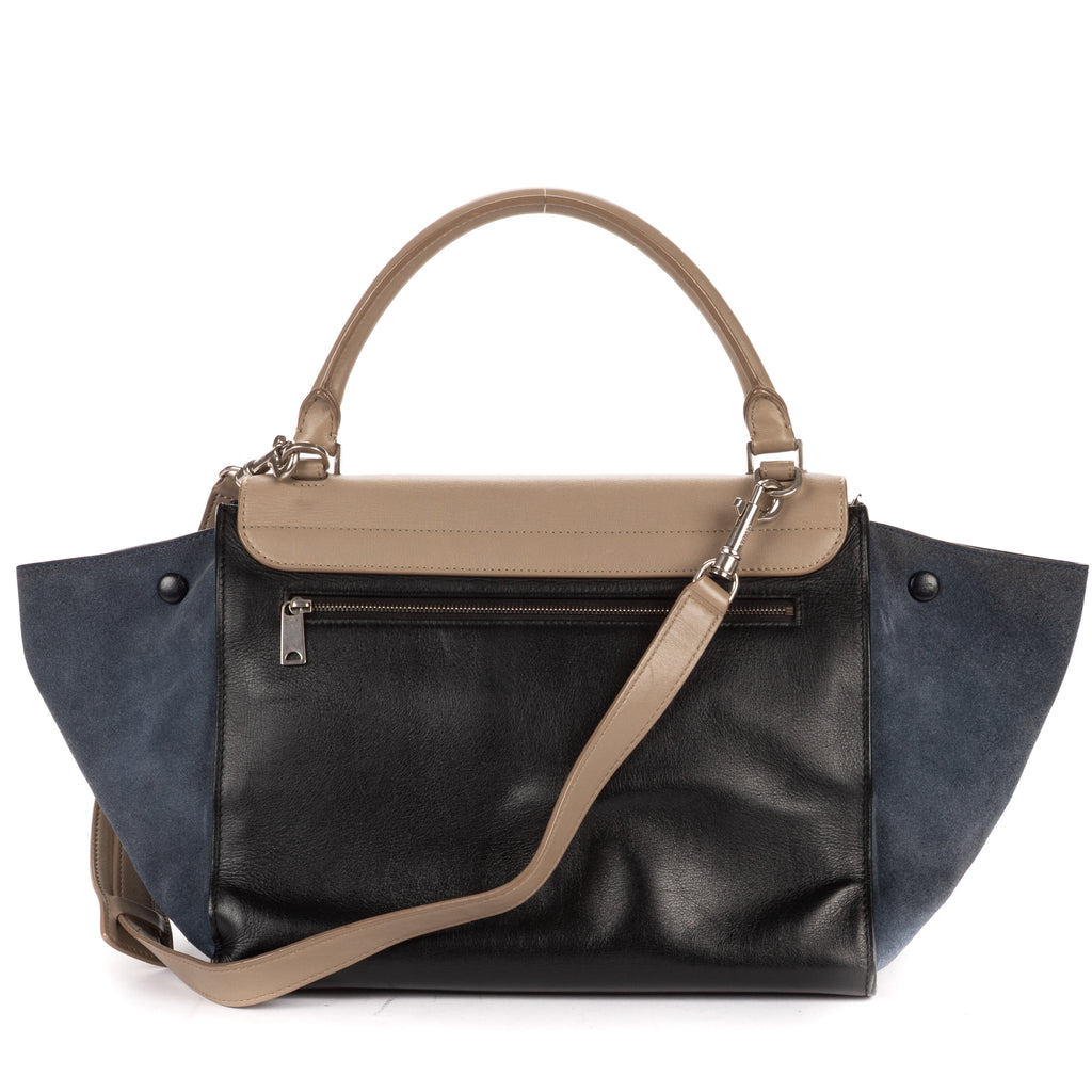 Shoulder Bag Tricolor Trapeze Medium Grey Calfskin Leather