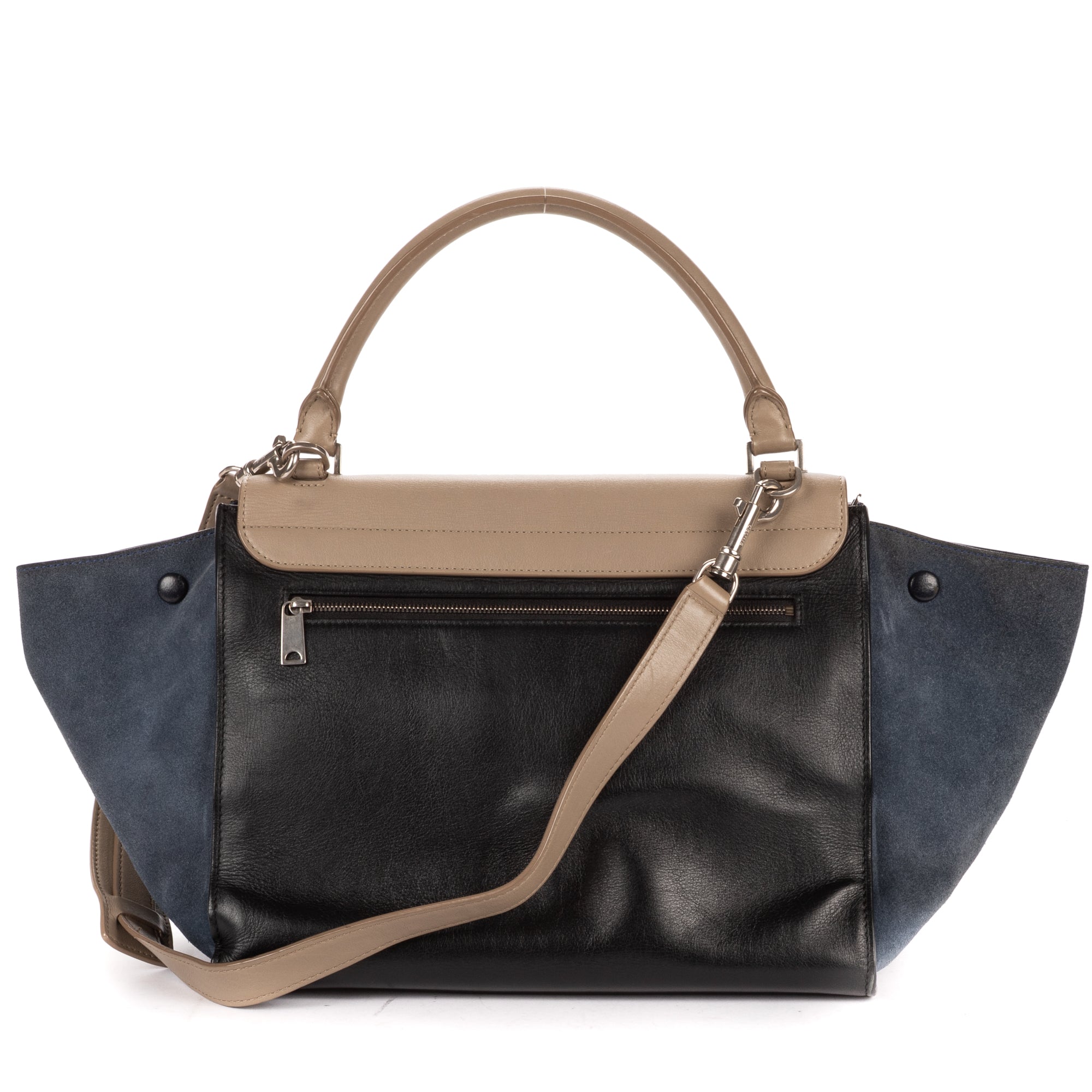 Shoulder Bag Tricolor Trapeze Medium Grey Calfskin Leather