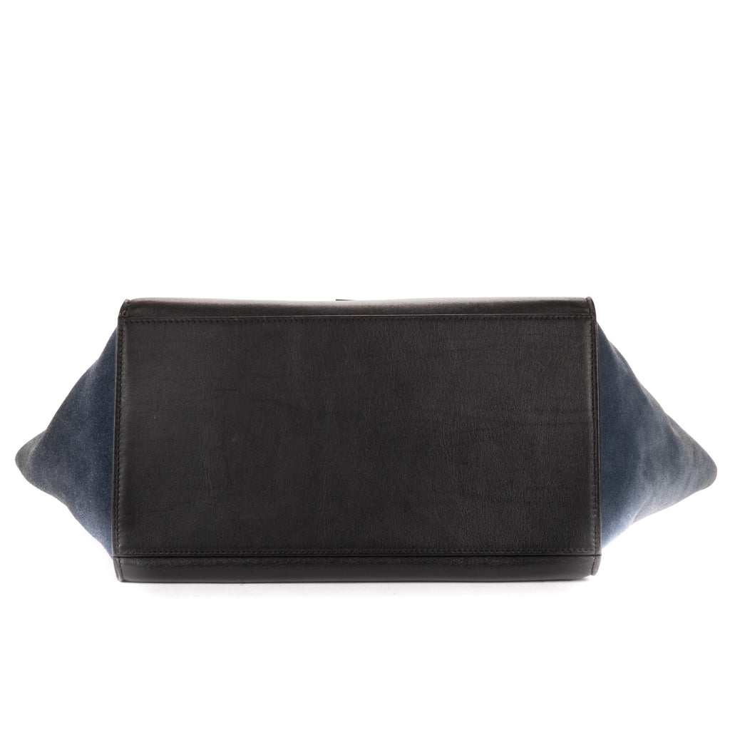 Shoulder Bag Tricolor Trapeze Medium Grey Calfskin Leather
