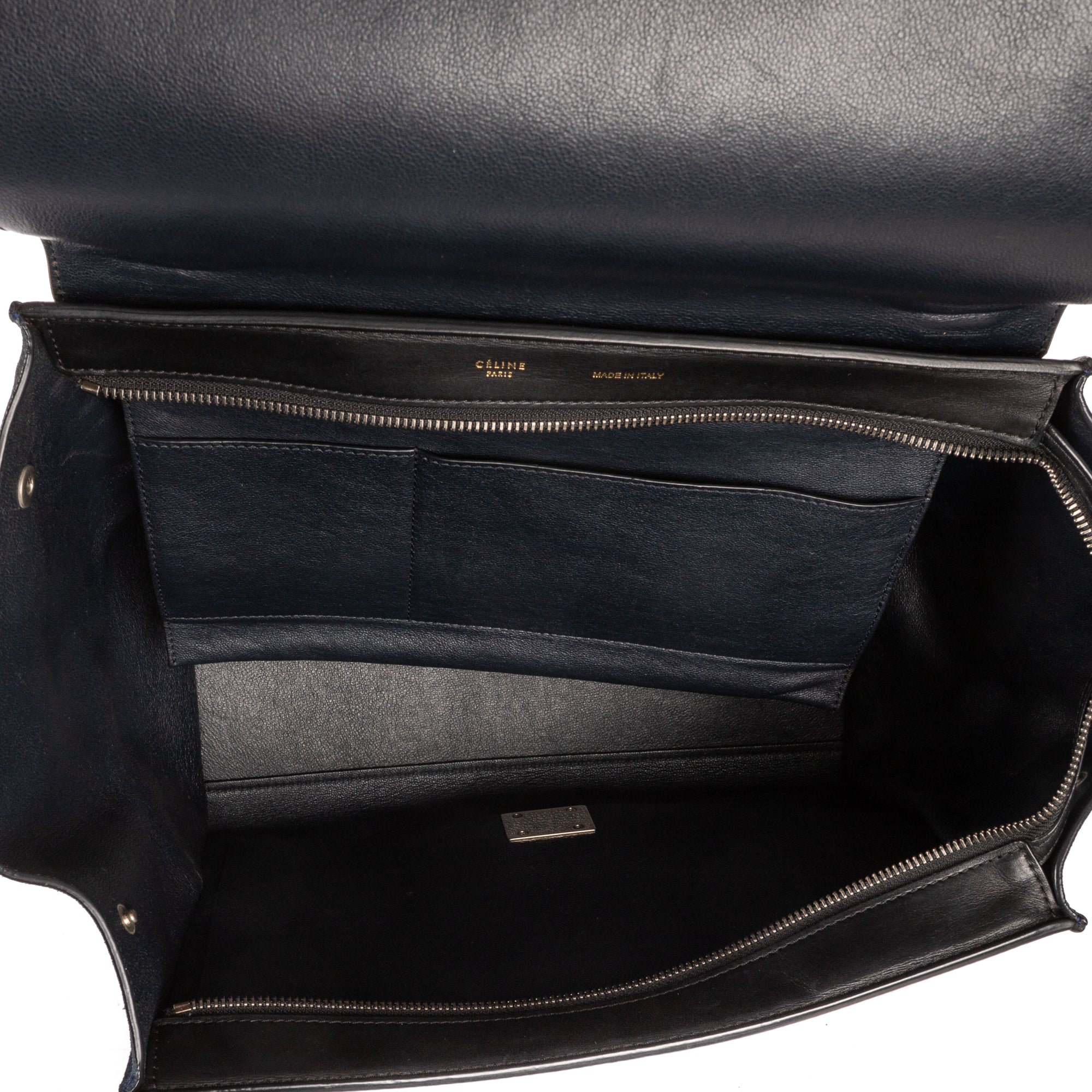 Shoulder Bag Tricolor Trapeze Medium Grey Calfskin Leather