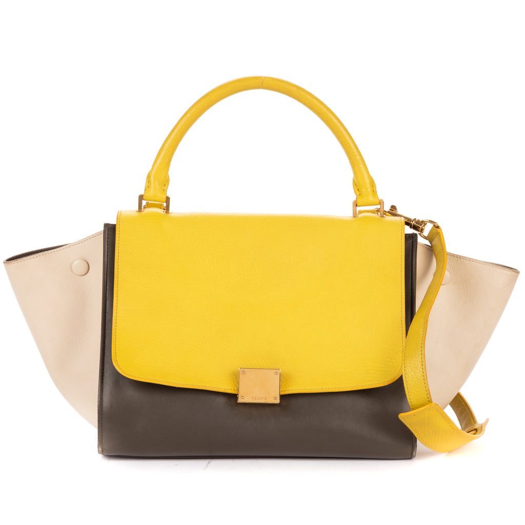 Shoulder Bag Tricolor Trapeze Small Grey Calfskin Leather