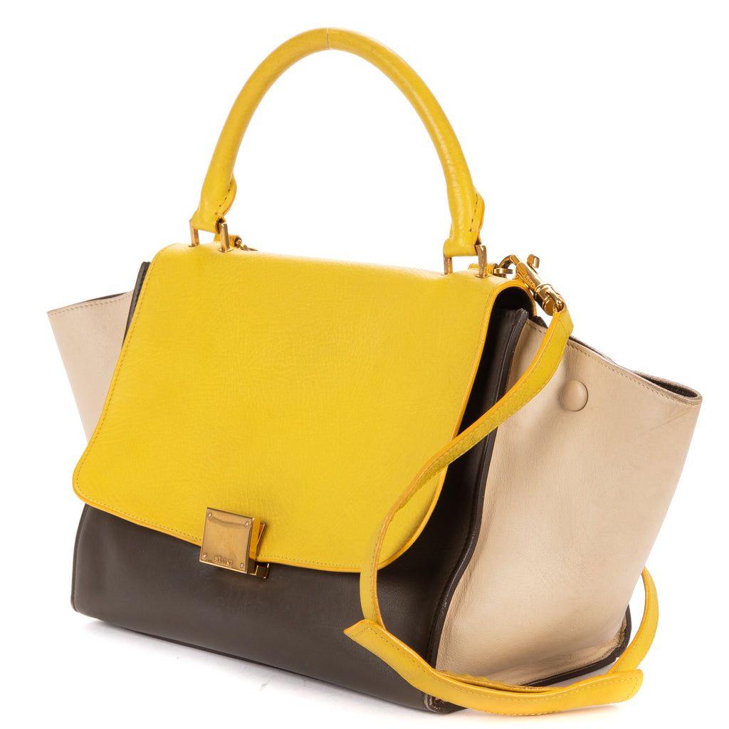 Shoulder Bag Tricolor Trapeze Small Grey Calfskin Leather