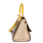 Shoulder Bag Tricolor Trapeze Small Grey Calfskin Leather