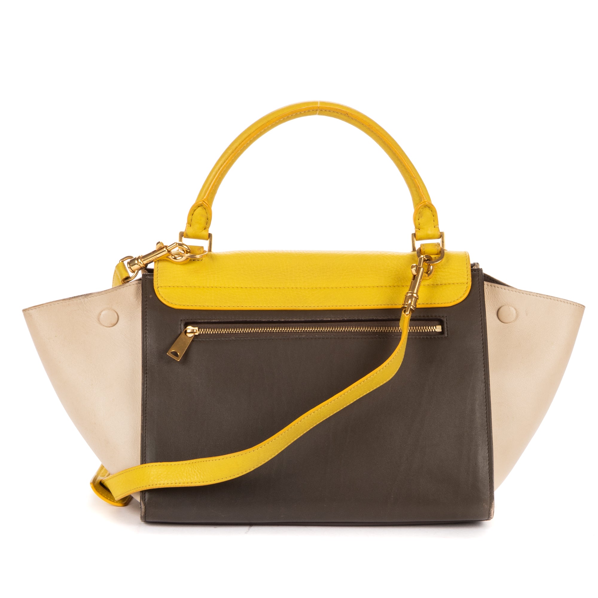 Shoulder Bag Tricolor Trapeze Small Grey Calfskin Leather