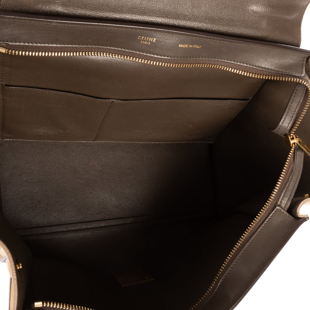 Shoulder Bag Tricolor Trapeze Small Grey Calfskin Leather
