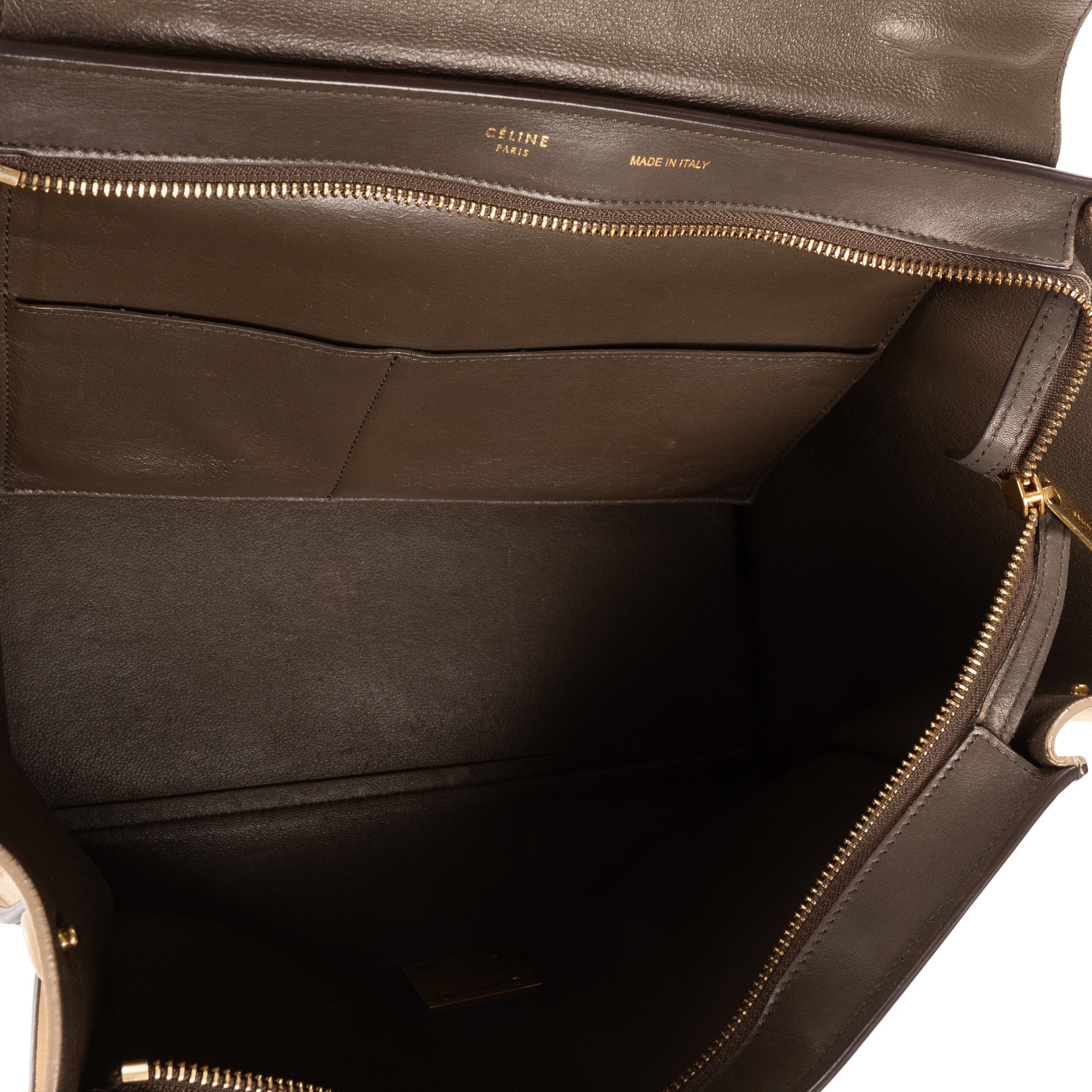 Shoulder Bag Tricolor Trapeze Small Grey Calfskin Leather