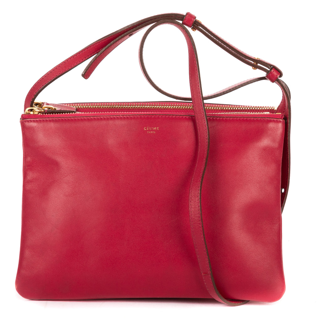 Shoulder Bag Trio crossbody Red Lambskin Leather