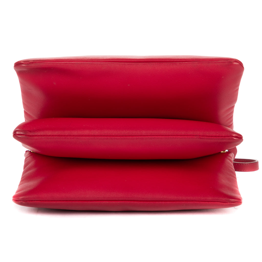 Shoulder Bag Trio crossbody Red Lambskin Leather